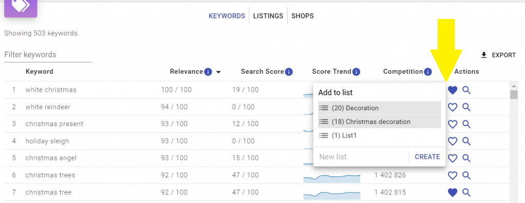 Snapshot-Adding keywords to more than one list in Koalanda